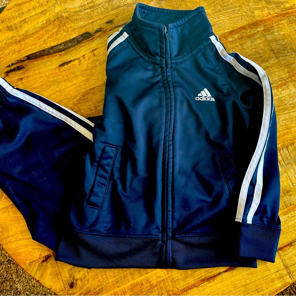 Navy blue 2T Adidas track suit